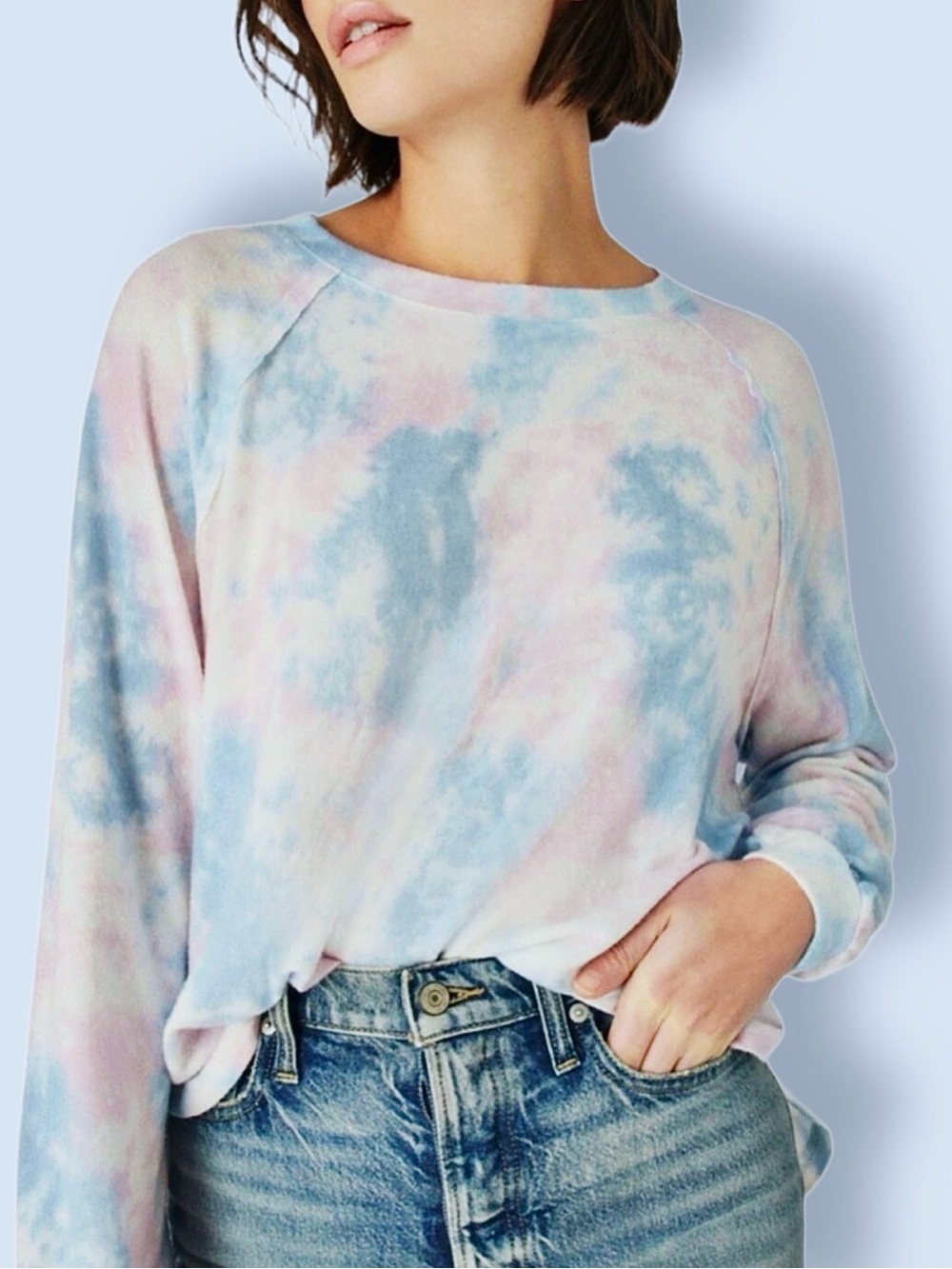 Lucky Brand Tie Dye Pullover Sweater XS NWT Pastel Oversized Cozy Fall Knit